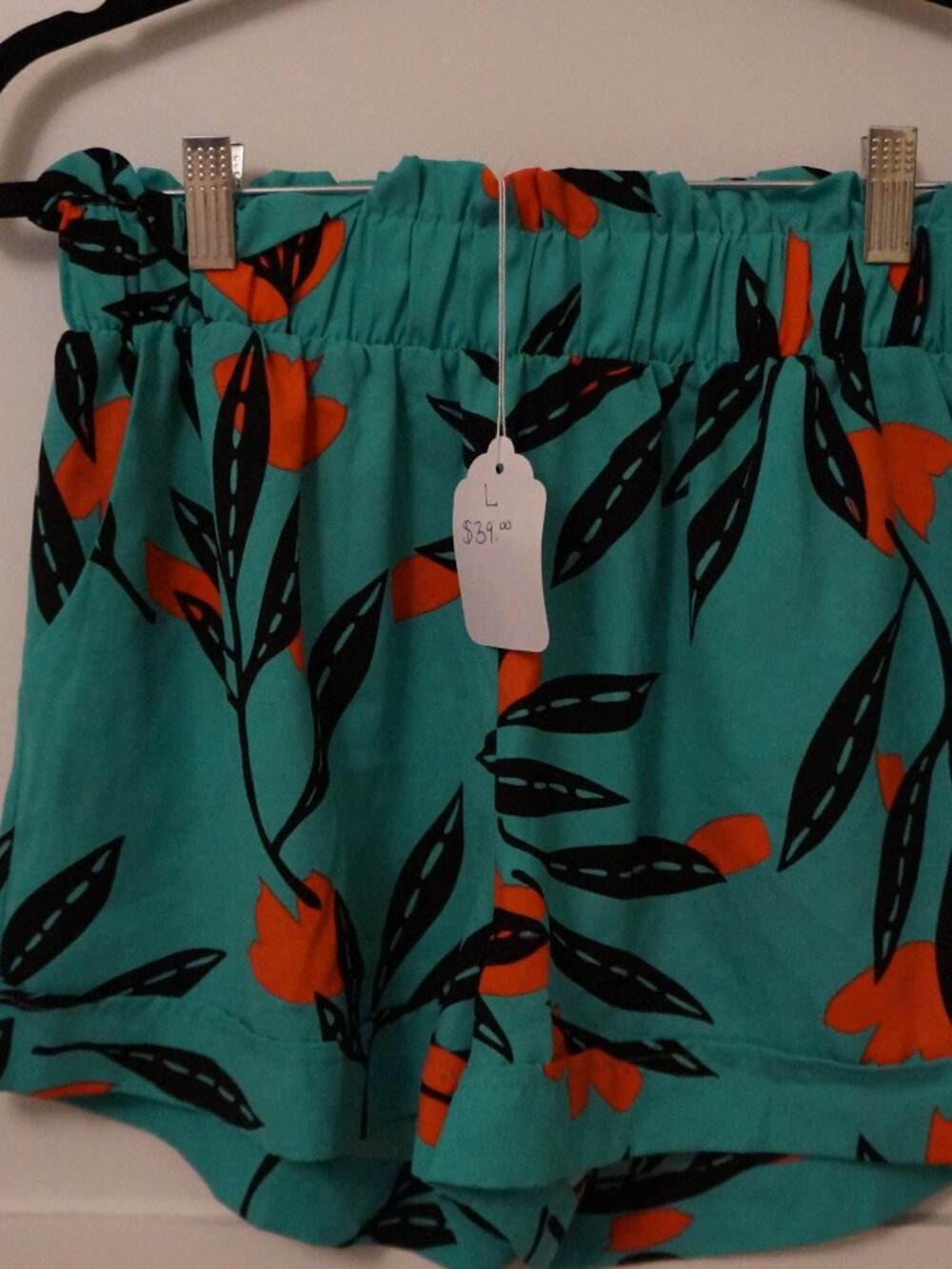 Tyche Teal Blue Floral Pocket Shorts